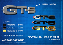 Load image into Gallery viewer, 1991- 1999 MR2 SW20 Reproduction "GTS" Emblem