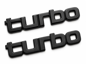Reproduction "turbo" trunk emblem for the 1991–1999 Toyota MR2 SW20 in gloss black (painted) and matte black (unpainted)
