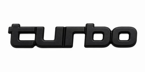 Unpainted matte black reproduction turbo emblem