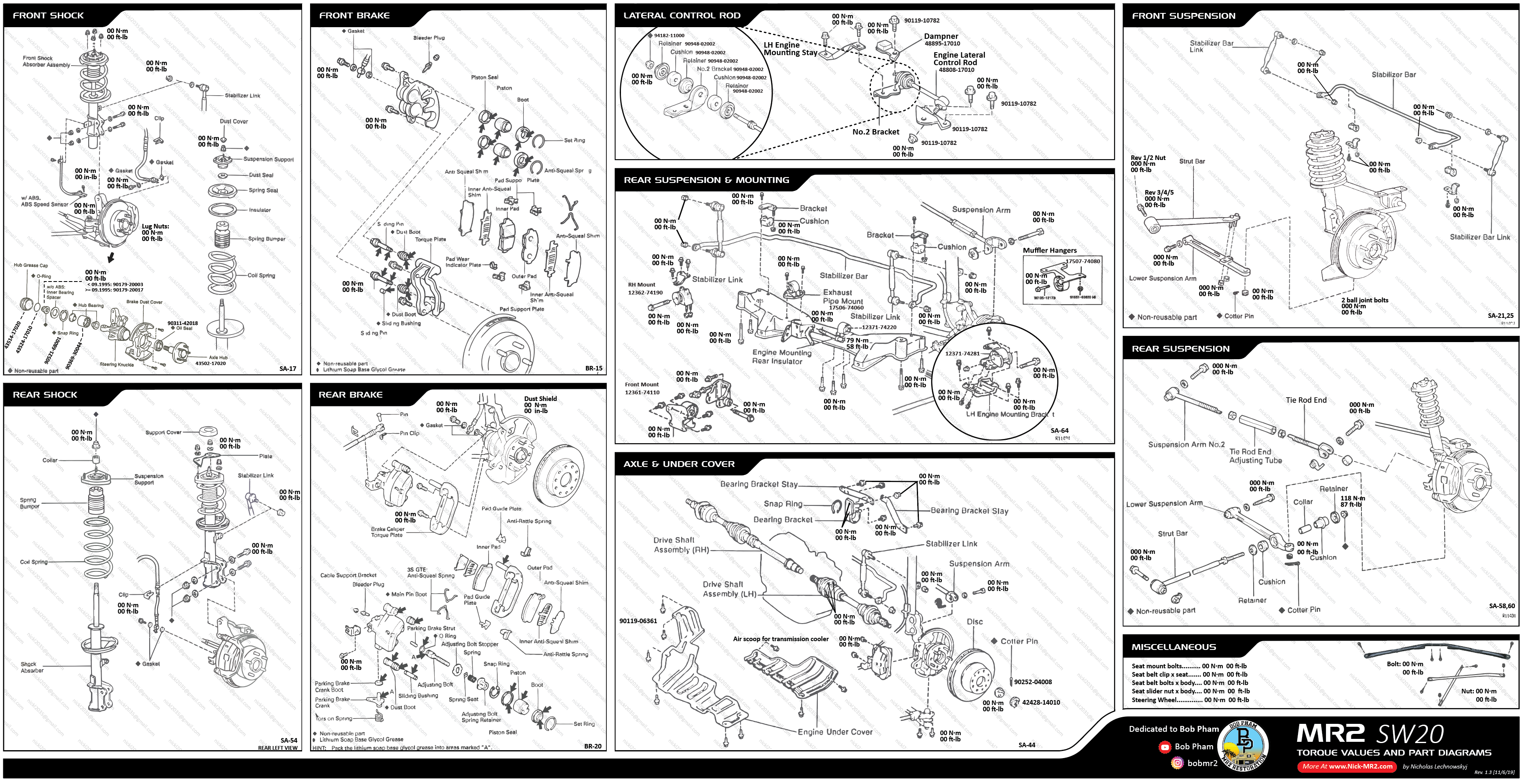 MR2 SW20 Chassis Quick Reference Chart - Torque values